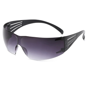 Oversized y2k rimless wrap-around sunglasses with sporty dark grey lenses for women