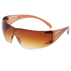 Y2K oversized rimless sunglasses with amber gradient shield lens and anti-slip temples