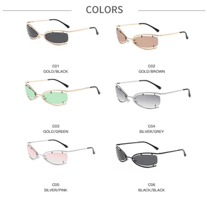 Grille de lunettes de soleil Y2K en métal avec diverses options de verres colorés