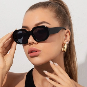 Polygon Sunglasses UV400 Large Frame Thick Resin Frame AC Lens Retro Fashion Streetwear Eyewear For Men Women