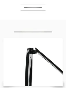 Close-up of a strong metal hinge design on black square fashion sunglasses frames