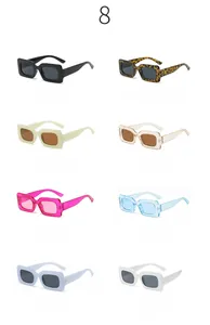 Multi-color rectangular retro sunglasses set featuring eight vibrant candy color frames