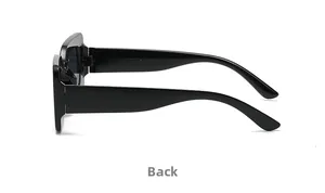 Side view of black square sunglasses showing thick frame and JH18166 temple detail