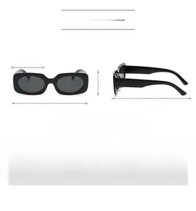 Detailed size specifications for square frame sunglasses with precise measurements