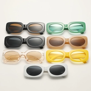 Fashionable square sunglasses set in seven vibrant colors for vintage streetwear style