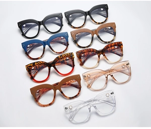 Detailed collection of cat eye frames with metal rivets in various colors