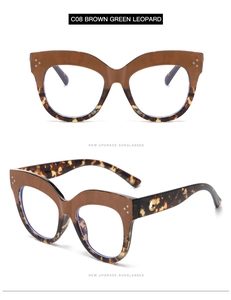 Detail view of oval cat-eye glasses frame with brown tortoiseshell pattern and metal hinges