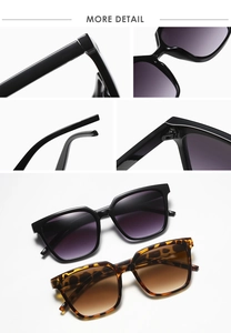 Close-up of reinforced metal hinges and gradient lenses on square retro sunglasses