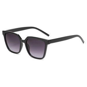 Classic square black sunglasses with purple gradient lenses for a stylish retro look