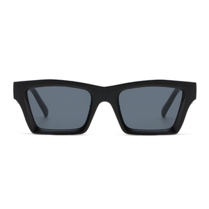 Classic square black sunglasses for women with dark lenses and minimalist retro frame