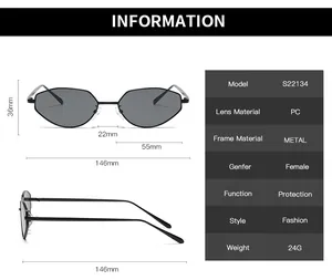 Guide des tailles pour lunettes de soleil œil de chat S22134 avec dimensions précises