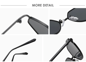 Détails de lunettes œil de chat montrant charnières, plaquettes et branches en métal