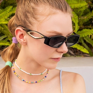 Irregular Geometric Sunglasses PC Lenses Metal Hollow Temple UV400 Protection Fashion Retro Punk For Men Women