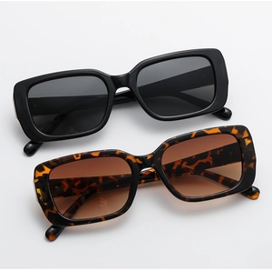 Detailed view of classic black and tortoiseshell rectangular sunglasses in premium finish