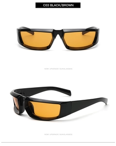 Vue double de lunettes steampunk Y2K avec monture noire et verres teintés marron