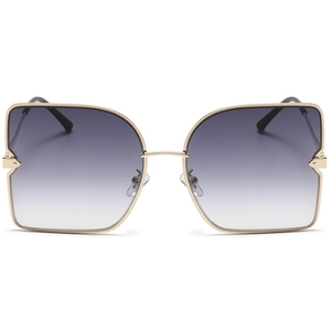 Lunettes de soleil carrées en métal doré avec verres dégradés violets pour femmes