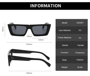 Guide des dimensions pour lunettes de soleil ovales noires aux détails dorés
