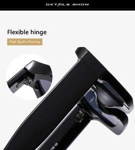 Detail of flexible hinge and high-quality painting on black polygon sunglasses frame