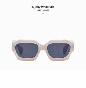Detail of Jelly White C04 sunglasses with translucent frame and dark grey lenses