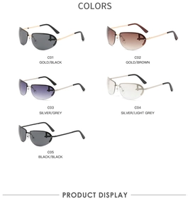 Multiple color variations of vintage Y2K oval sunglasses with sleek metal temples
