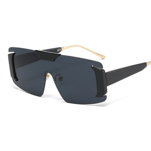 Oversized Shield Sunglasses One Piece Rimless Futuristic Fashion UV400 Protection Eyewear For Men And Women
