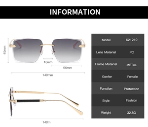 Tableau des tailles et spécifications techniques pour lunettes de soleil sans monture