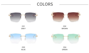 Lunettes de soleil carrées sans monture en quatre dégradés gris, marron, bleu et vert