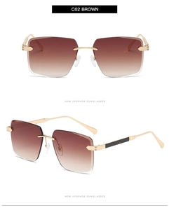 Vue détaillée des lunettes de soleil C02 Brown sans monture avec verres dégradés dorés