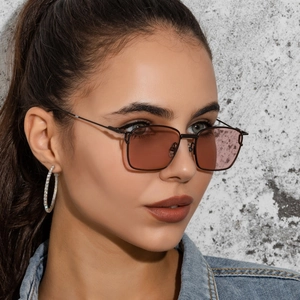 Retro small square metal sunglasses with tinted lenses for a trendy streetwear look