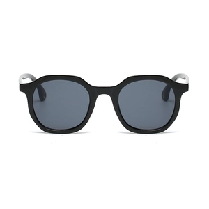 Modern black polygon sunglasses with dark grey lenses for stylish outdoor fashion