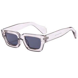 Retro rectangle grey sunglasses SN3022 with thick translucent frame for fashion styling