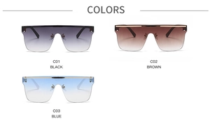 Lunettes de soleil carrées oversize à dessus plat en noir, marron et bleu dégradé