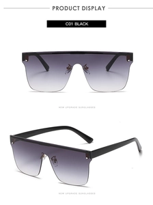 Détails des lunettes de soleil carrées C01 noir avec verres gris dégradés modernes