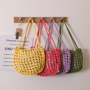 Handmade Cotton Crochet Hollow Mesh Tote Bag With Inner Drawstring Pouch Casual Beach Holiday Shoulder Bag For Women