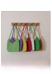 Close-up of thick cotton thread weave texture on bohemian style shoulder bags