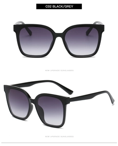 Detailansicht der klassischen schwarzen Sonnenbrille mit lila Verlaufsgläsern Modell C02