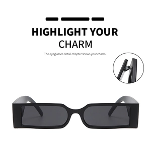 Close-up of durable metal hinge structure on retro rectangle punk sunglasses