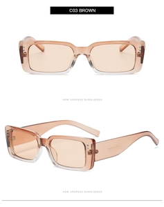 Detail view of retro square brown sunglasses with premium hinges and metal rivets
