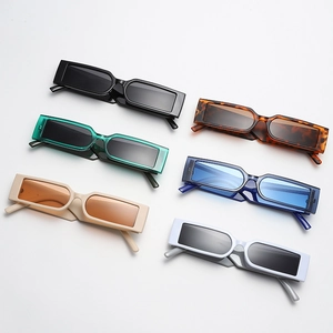 Retro rectangle sunglasses in multi-color frames including black, white and tortoiseshell