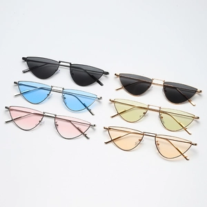 Fashionable retro cat eye sunglasses set in multiple colors with slim metal frames