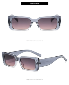Detail view of C04 Grey rectangular sunglasses with gradient lenses and rice nail hinges
