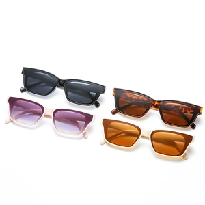 Chic rectangular square sunglasses in black, tortoise, beige and purple color variants
