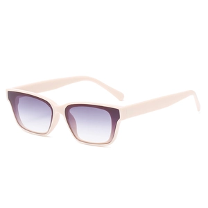 Fashionable square sunglasses with cream white frame and purple gradient lenses for daily wear