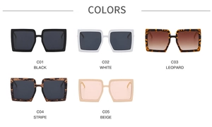 Sélection de lunettes de soleil carrées larges en cinq coloris dont noir et léopard
