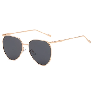 Fashion polygon sunglasses with rose gold metal frames and dark lenses for men and women