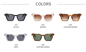 Lunettes de soleil œil-de-chat rétro en noir, marron, gris et motifs léopard variés