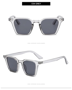 Vue détaillée du modèle C04 verres gris avec monture transparente pour lunettes oeil de chat