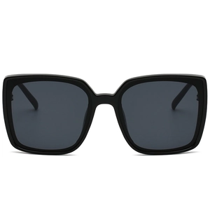 Classic oversized square sunglasses with black frames and dark grey lenses for a modern look