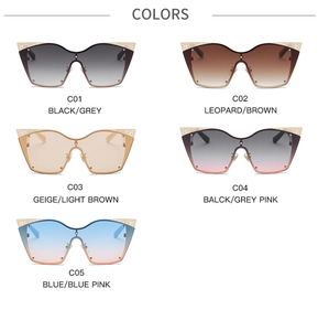 Cat eye oversized sunglasses collection in five diverse color variants with metal accents