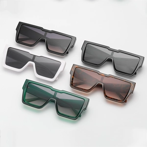 Modern oversized square sunglasses in black, white, tortoise, and green multi-color collection